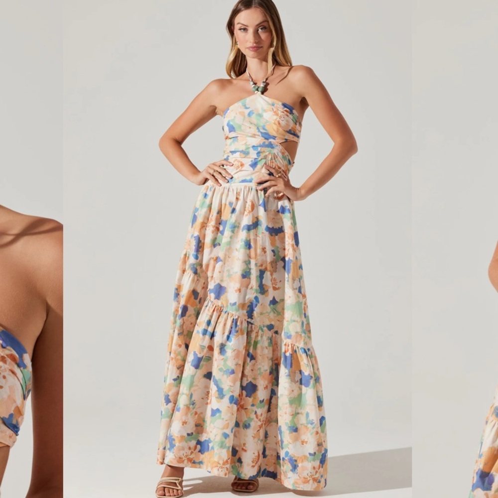 Astr Multicolor Strapless Maxi Dress